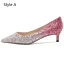 Glitzernden Farbverlauf Silber Abend Pumps 2020 Leder Pailletten 4 cm Stilettos Low Heel Spitzschuh Pumps