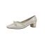 Schöne Beige Datierung Pumps 2020 Schleife Perle 4 cm Low Heel Thick Heels Quadratische Zehe Pumps