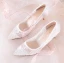 Eleganckie Kość Słoniowa Z Koronki Buty Ślubne 2020 7 cm Szpilki Szpiczaste Czółenka