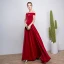 Modest / Simple Burgundy Evening Dresses  2018 A-Line / Princess Off-The-Shoulder Backless Sleeveless Floor-Length / Long Formal Dresses