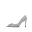 Sparkly Silver Glitter Rhinestone Sequins Wedding Shoes 2021 Leather 8 cm Stiletto Heels Pointed Toe Wedding Pumps High Heels