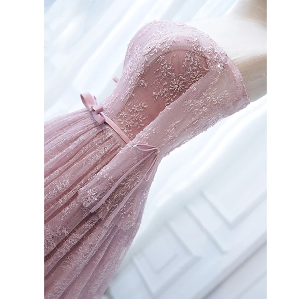 Chic / Belle Robe De Soirée 2017 De l'épaule 1/2 Manches Perlage Noeud Ceinture Volants Dentelle Longue Robe De Ceremonie