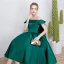 Modest / Simple Burgundy Prom Dresses 2018 A-Line / Princess Off-The-Shoulder Backless Sleeveless Tea-length Formal Dresses