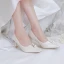 Élégant Ivoire Perle Chaussure De Mariée 2020 7 cm Talons Aiguilles Pied Carré Mariage Escarpins