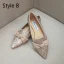 Sparkly Gradient-Color Prom Flat Womens Shoes 2020 Sequins Bow Pointed Toe Heels