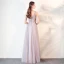 Chic / Beautiful Lavender Prom Dresses 2018 A-Line / Princess Lace Appliques Beading Crystal V-Neck Backless Sleeveless Floor-Length / Long Formal Dresses