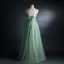 Chic / Beautiful Sage Green Prom Dresses 2021 A-Line / Princess Spaghetti Straps Lace Butterfly Sleeveless Backless Floor-Length / Long Prom Formal Dresses