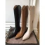 Fashion Beige Street Wear Mid Calf Womens Boots 2020 Leather 4 cm Thick Heels Low Heel Pointed Toe Boots