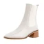 Modest / Simple Beige Casual Ankle Womens Boots 2020 Leather 5 cm Thick Heels Square Toe Boots