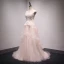 Élégant Perle Rose Robe De Bal 2018 Princesse Perlage Perle Paillettes En Dentelle Fleur Volants en Cascade Encolure Dégagée Dos Nu Sans Manches Train De Balayage Robe De Ceremonie