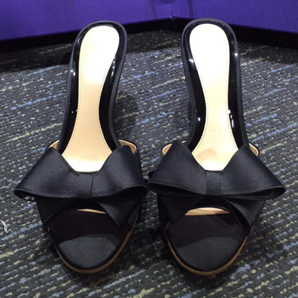 Chic / Belle Noire Désinvolte Noeud Sandales Femme 2020 6 cm Talons Aiguilles Peep Toes / Bout Ouvert Sandales