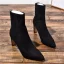 Modest / Simple Black Street Wear Ankle Suede Womens Boots 2020 8 cm Thick Heels Pointed Toe Boots