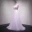 Chic / Belle Lilas Robe De Soirée 2018 Princesse En Dentelle Fleur Appliques Perlage Perle V-Cou Dos Nu Sans Manches Train De Balayage Robe De Ceremonie