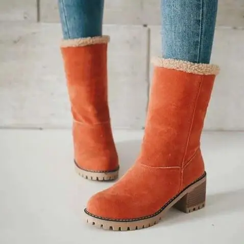 Classique Vert Foncé Vêtement de rue Bottines Daim Bottes Femme 2020 5 cm Talons Épais À Bout Rond Bottes