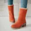 Classique Vert Foncé Vêtement de rue Bottines Daim Bottes Femme 2020 5 cm Talons Épais À Bout Rond Bottes