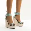 Schöne Lindgrün Garten / Im Freien Flechten Sandalen Damen 2020 Knöchelriemen 15 cm Keilabsatz Peeptoes Sandaletten