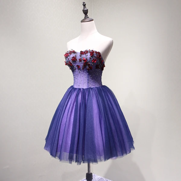 Sexy Violett Partykleider 2018 A Linie Applikationen Perlenstickerei Kristall Pailletten Schleife Bandeau Rückenfreies Ärmellos Kurze Festliche Kleider