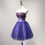 Sexy Violett Partykleider 2018 A Linie Applikationen Perlenstickerei Kristall Pailletten Schleife Bandeau Rückenfreies Ärmellos Kurze Festliche Kleider