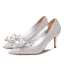 Charmant Sexy Argenté Cristal Chaussure De Mariée 2020 Faux Diamant 9 cm Talons Aiguilles À Bout Pointu Mariage Escarpins