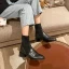 Fashion Black Street Wear Knitting Ankle Womens Boots 2020 4 cm Thick Heels Low Heel Square Toe Boots
