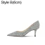 Glittrande Silver Paljetter Brudskor 2021 Läder 8 cm Stilettklackar Spetsiga Bröllop Pumps Högklackade