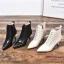 Fashion Black Street Wear Ankle Womens Boots 2020 Leather 7 cm Stiletto Heels Pointed Toe Boots