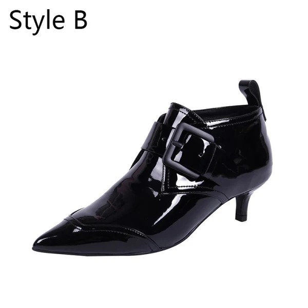 Simple Noire Désinvolte Bottines Bottes Femme 2020 Cuir 3 cm Talons Aiguilles Talon Bas À Bout Pointu Bottes