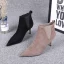 Simple Hiver Kaki Désinvolte Daim Bottes Femme 2020 Cuir Bottines 7 cm Talons Aiguilles À Bout Pointu Bottes