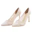 Charming Ivory Lace Flower Wedding Shoes 2020 Tulle 8 cm Stiletto Heels Pointed Toe Wedding Pumps