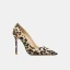 Mode Aprikos / Beige Afton Leopardmönstrad Pumps 2020 Läder 10 cm Stilettklackar Spetsiga Pumps