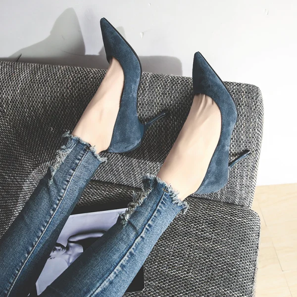 Chic / Beautiful Burgundy Office OL Suede Pumps 2020 Leather 7 cm Stiletto Heels Pointed Toe Pumps