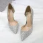 Sparkly Silver Evening Party Glitter Sequins Womens Shoes 2020 10 cm Stiletto Heels Pointed Toe Heels