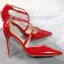 Sexy Red Evening Party Womens Shoes 2020 Patent Leather X-Strap 10 cm Stiletto Heels Pointed Toe Heels