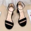 Sexy Noire Vêtement de rue Daim Sandales Femme 2020 Bride Cheville 8 cm Talons Épais À Bout Pointu Sandales