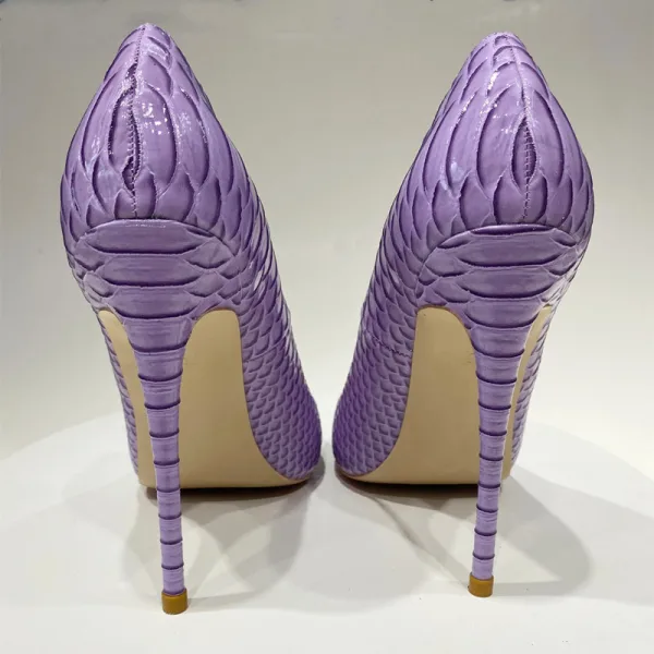 Chic / Beautiful Lilac Street Wear Snakeskin Print Pumps 2020 12 cm Stiletto Heels Pointed Toe Pumps