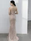 Glitzernden Sexy Champagner Pailletten Abendkleider 2021 Meerjungfrau Spaghettiträger Perlenstickerei Ärmellos Rückenfreies Lange Abend Festliche Kleider