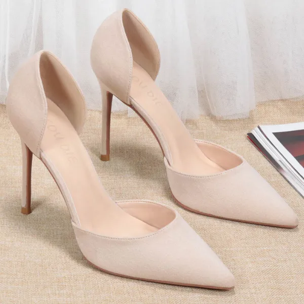 Elegant Black Suede Evening Party Womens Shoes 2020 10 cm Stiletto Heels Pointed Toe High Heels