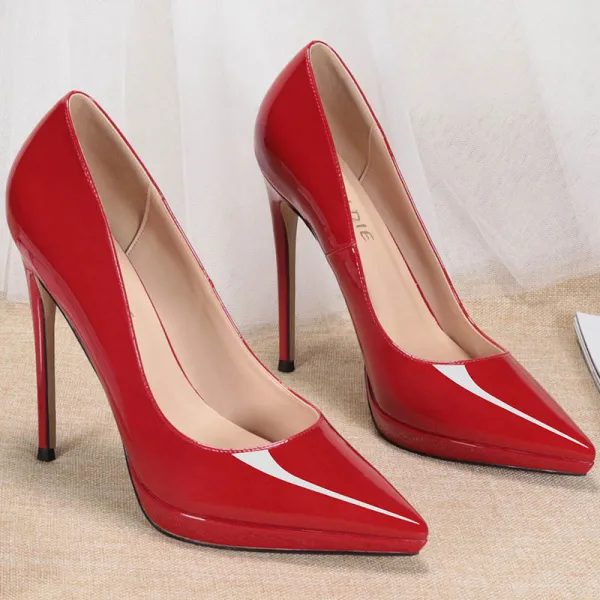 Schöne Weiß Ball 2020 Pumps Lackleder 12 cm Stilettos Spitzschuh Pumps