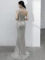 Scintillantes Argenté Robe De Soirée 2021 Trompette / Sirène Une épaule Perlage Paillettes Sans Manches Dos Nu Longue Soirée Robe De Ceremonie