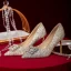Scintillantes Charmant Bordeaux Chaussure De Mariée 2020 Paillettes Faux Diamant 8 cm Talons Aiguilles À Bout Pointu Mariage Escarpins