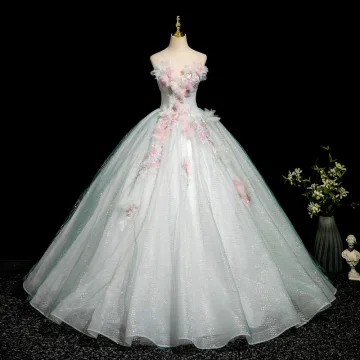 Elegant Mint Green Beading Lace Flower Appliques Prom Dresses 2025 Ball Gown Strapless Sleeveless Backless Floor Length Long Formal Dresses
