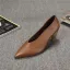 Simple Marron Désinvolte Escarpins 2020 Cuir 7 cm Talons Épais À Bout Pointu Escarpins