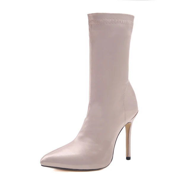 Mode Winter Schwarz Strassenmode Stiefel Damen 2020 11 cm Stilettos Spitzschuh Stiefel