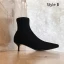 Fashion Black Street Wear Leather Womens Boots 2020 Ankle 5 cm Stiletto Heels Pointed Toe Boots