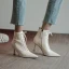 Fashion Winter Beige Street Wear Womens Boots 2020 Leather 7 cm Stiletto Heels Pointed Toe Boots