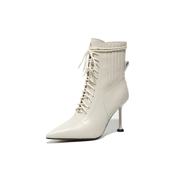 Klassieke Winter Paarse Toevallig Leer Dames Laarzen 2020 8 cm Naaldhakken / Stiletto Spitse Neus Laarzen