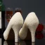 Charmant Ivoire Club de carnaval Perle Escarpins 2020 Cuir 14 cm Talons Aiguilles Imperméables À Bout Pointu Escarpins
