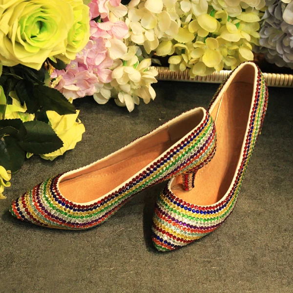 Chic / Belle Multi-Couleurs Faux Diamant Club de carnaval Escarpins 2020 Cuir 6 cm Talons Aiguilles À Bout Pointu Escarpins