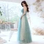 Elegant Mint Green Glitter Prom Dresses 2021 A-Line / Princess Strapless Beading Lace Sleeveless Backless Floor-Length / Long Prom Formal Dresses