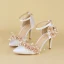Edles Weiß Brautschuhe 2020 Perle Blumen Knöchelriemen 8 cm Stilettos Spitzschuh Hochzeit High Heels